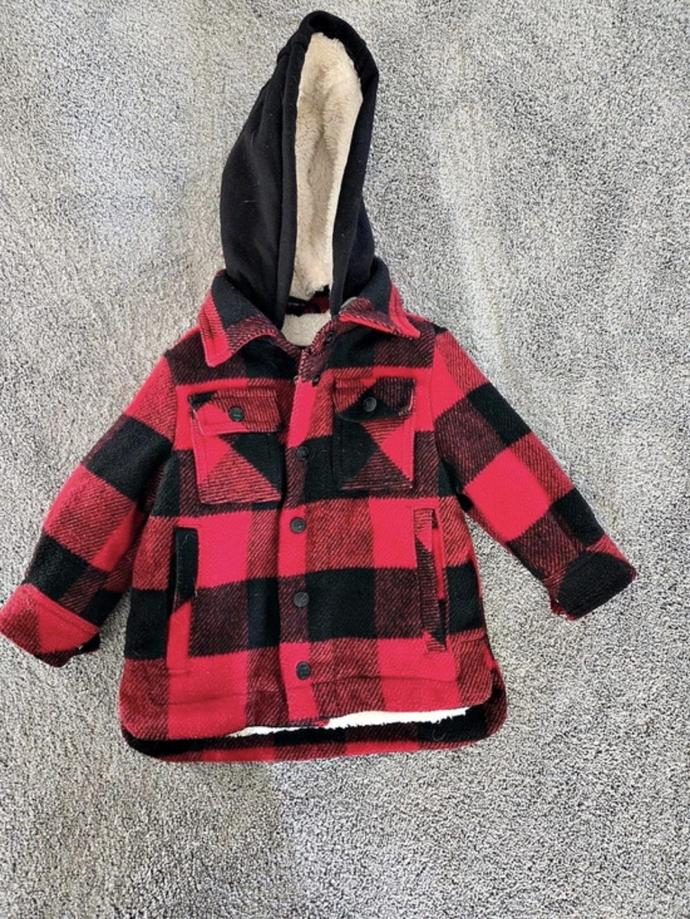 Urban Republic Red & Black Plaid Hooded Jacket